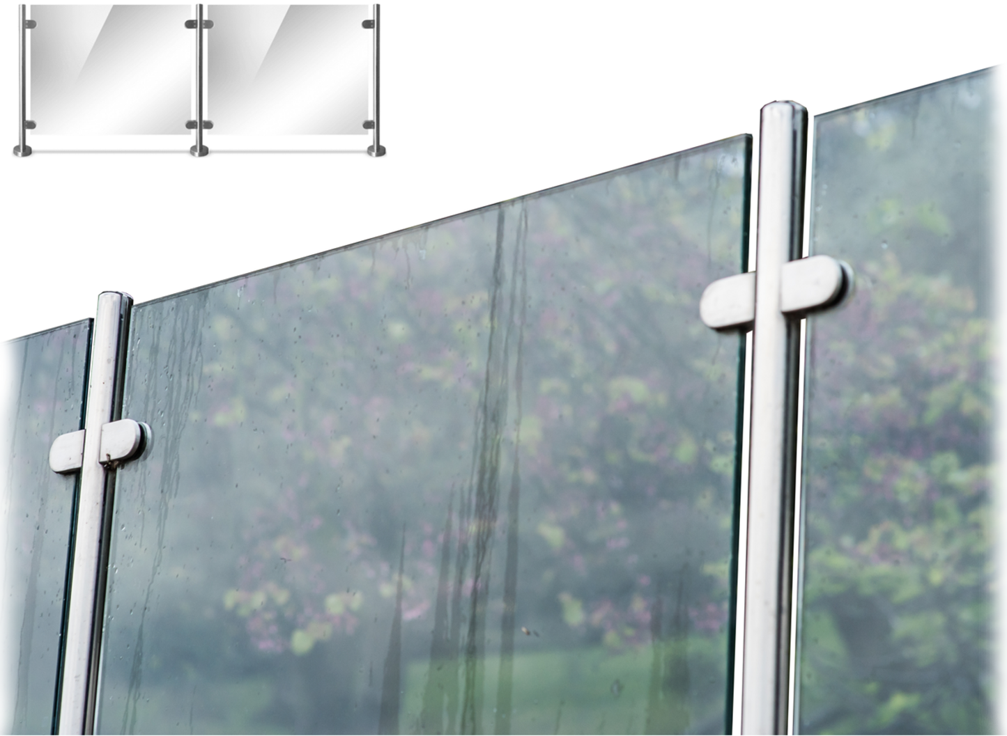 10mm Toughened Balustrade Safety Glass Panels, Poles, Clamps